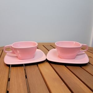 MCM Talk of the Town Cup‎ & Saucer Sets Melmac Pink